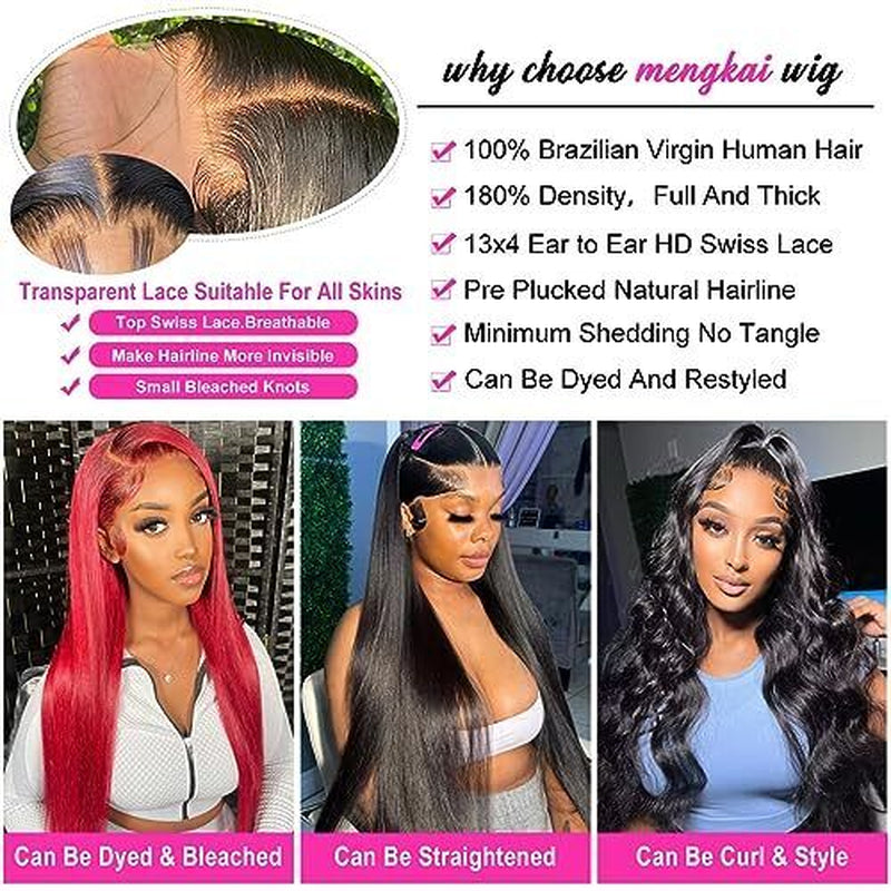 30 Inch Straight Lace 30 Inch (Pack of 1) 13X4 Straight Hair Lace Front Wig