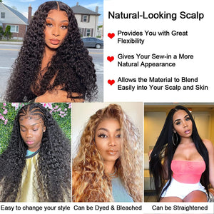 Deep Wave Lace Front Wigs Human Hair 180% Density Brazilian Human Hair Wig with Baby Hair Pre Plucked Natural Hairline Wigs for Black Women (16 Inch, 13X4 Deep Wave Wig)