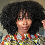 Load image into Gallery viewer, Mongolian Afro Kinky Curly Human Hair Wigs with Bangs Short
