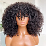 Load image into Gallery viewer, Mongolian Afro Kinky Curly Human Hair Wigs with Bangs Short
