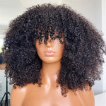 Load image into Gallery viewer, Mongolian Afro Kinky Curly Human Hair Wigs with Bangs Short
