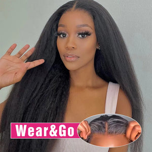 Kinky Straight 13x6 HD Lace Frontal Wig Human Hair Brazilian Glueless Pre plucked