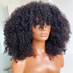 Load image into Gallery viewer, Mongolian Afro Kinky Curly Human Hair Wigs with Bangs Short
