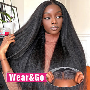 Kinky Straight 13x6 HD Lace Frontal Wig Human Hair Brazilian Glueless Pre plucked