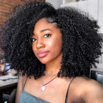 Load image into Gallery viewer, Mongolian Afro Kinky Curly Human Hair Wigs with Bangs Short
