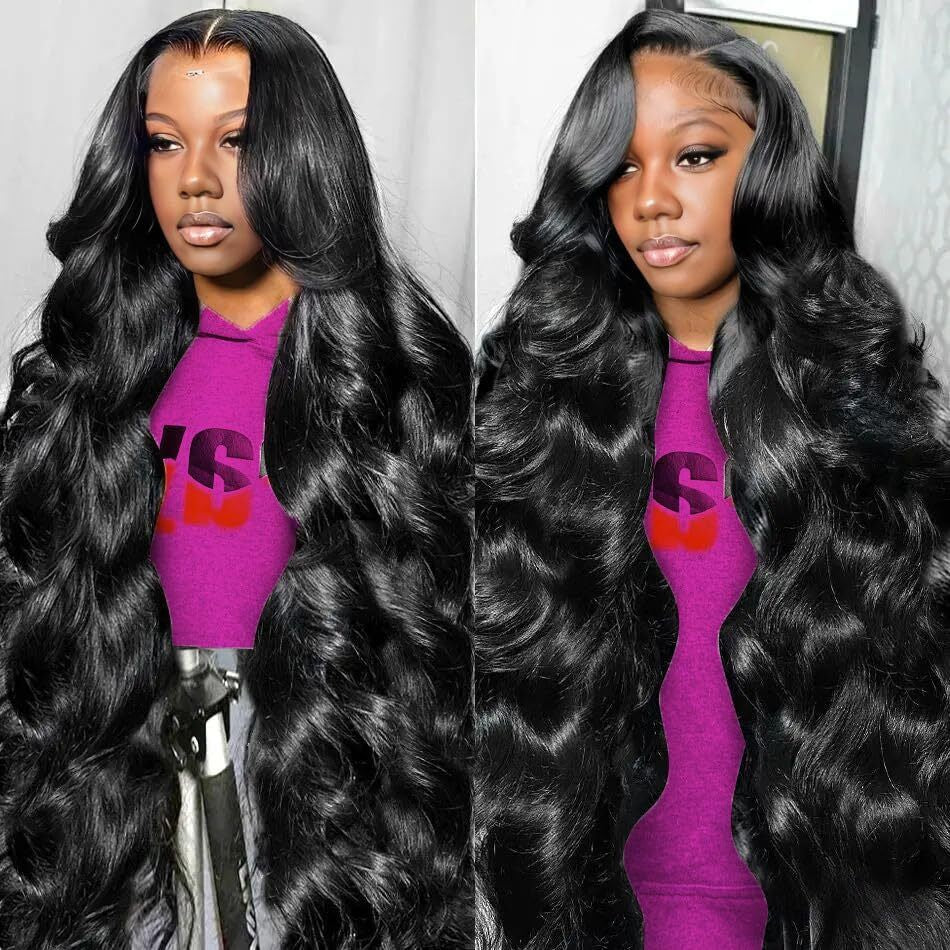 13X6 Body Wave Lace Front Wigs Human 26 Inch 13X6 Natural Black Body Wave Wigs