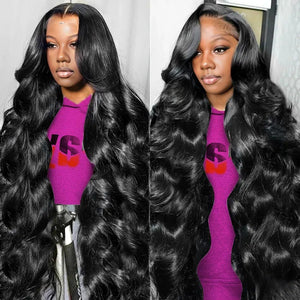 13X6 Body Wave Lace Front Wigs Human 26 Inch 13X6 Natural Black Body Wave Wigs