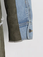 Load image into Gallery viewer, Lace Up Patchwork Denim Lambswool Jacket
