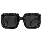 Load image into Gallery viewer, Sparkly Black Stone Square Sunglasses
