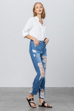 Load image into Gallery viewer, HIGH RISE STRAIGHT JEANS
