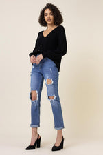 Load image into Gallery viewer, Distressed Boyfriend Jeans
