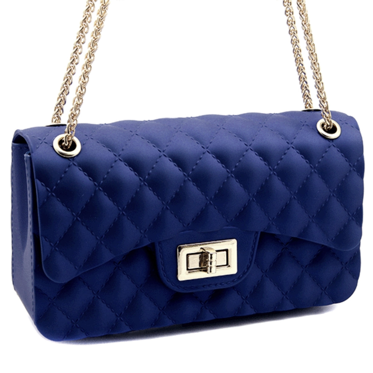 Small Navy Quilted Jelly Crossbody Bag