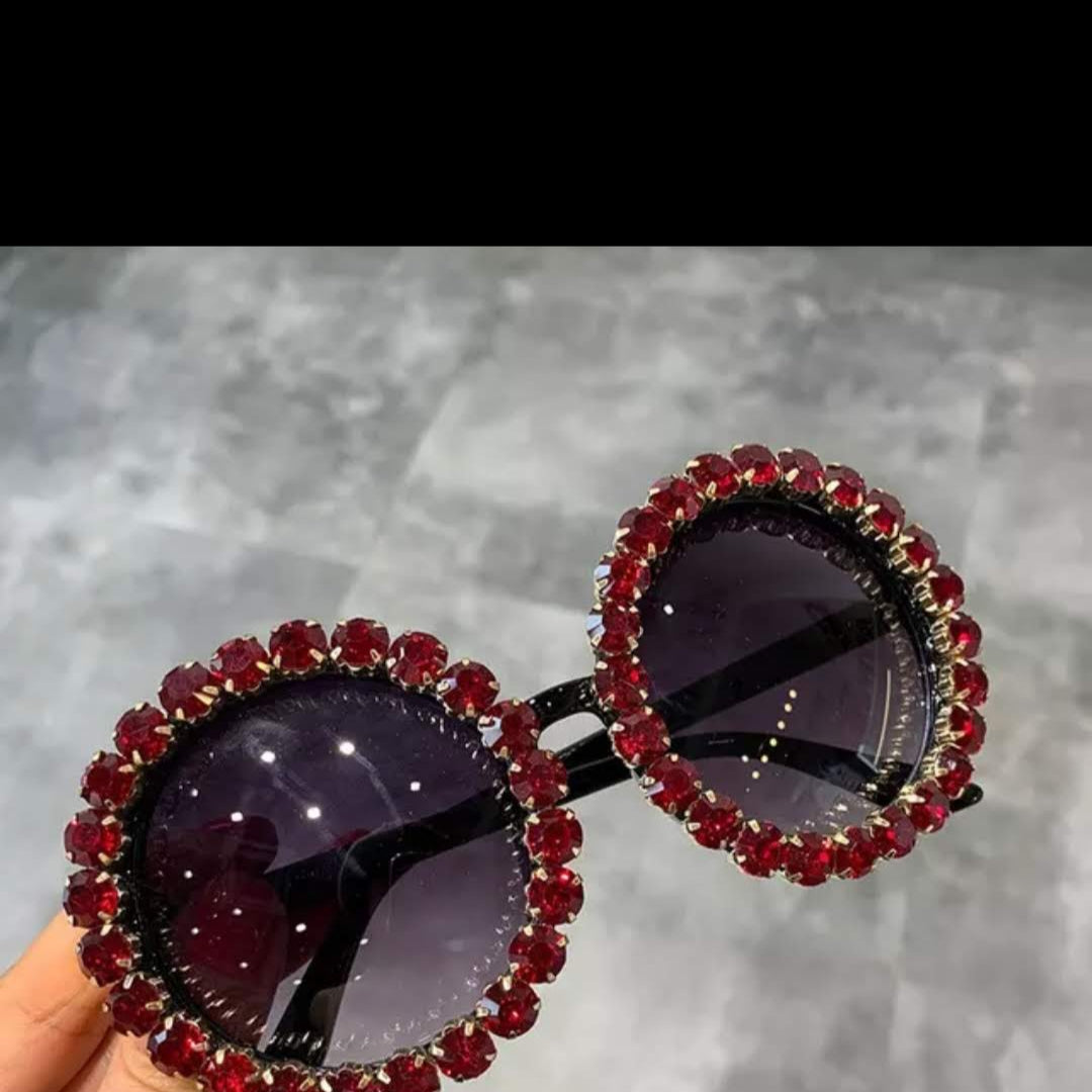 Round Sunglasses Women Vintage Crystal Mix Rhinestone