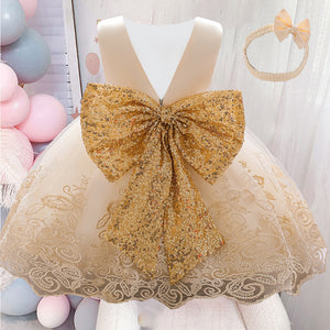 Summer Sequin Big Bow Baby Girl Dress