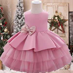 Summer Sequin Big Bow Baby Girl Dress