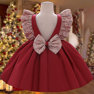 Summer Sequin Big Bow Baby Girl Dress