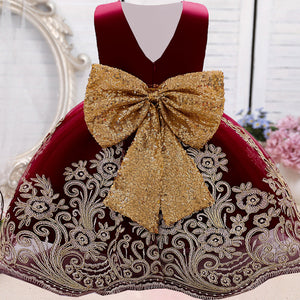 Summer Sequin Big Bow Baby Girl Dress