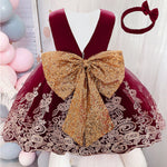 Load image into Gallery viewer, Summer Sequin Big Bow Baby Girl Dress
