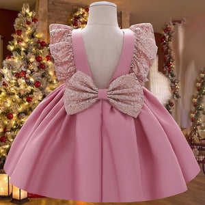 Summer Sequin Big Bow Baby Girl Dress