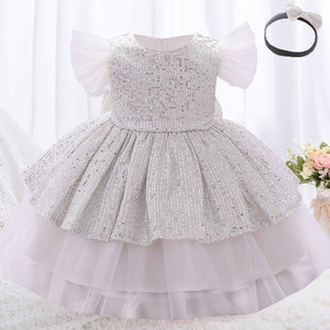 Summer Sequin Big Bow Baby Girl Dress