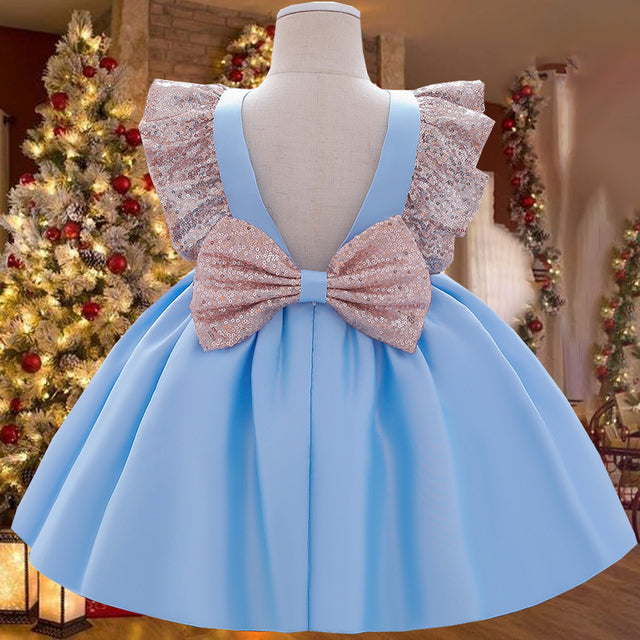 Summer Sequin Big Bow Baby Girl Dress