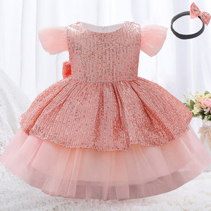 Summer Sequin Big Bow Baby Girl Dress