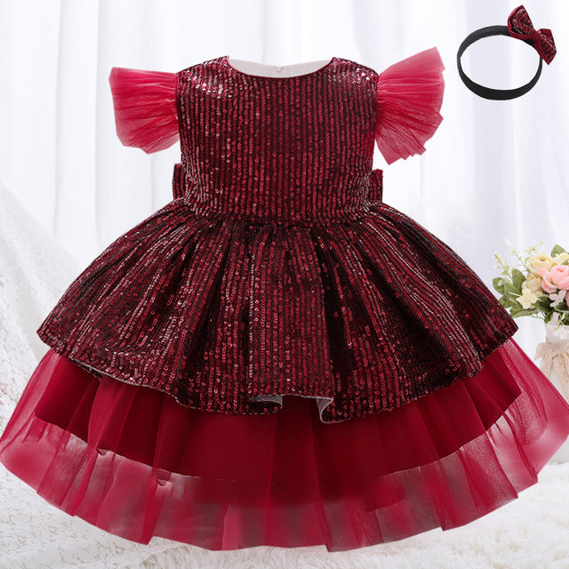 Summer Sequin Big Bow Baby Girl Dress