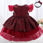 Load image into Gallery viewer, Summer Sequin Big Bow Baby Girl Dress
