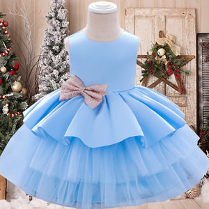 Summer Sequin Big Bow Baby Girl Dress