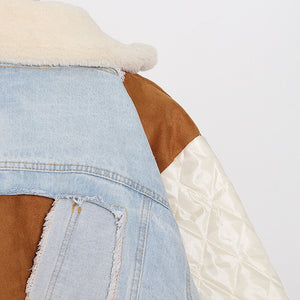 Patchwork Denim Lambswool Jacket