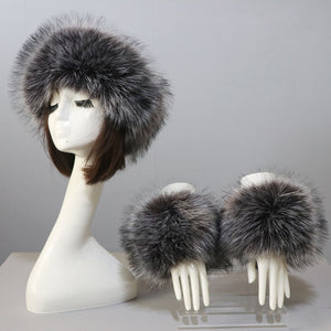 Thick Warm Beanies Fluffy Fake Faux Fur Hat Empty Top Hat Headscarf