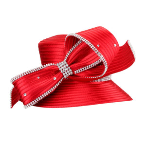 Red Braided Bow Church Hat