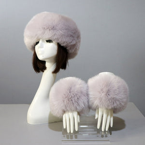 Thick Warm Beanies Fluffy Fake Faux Fur Hat Empty Top Hat Headscarf