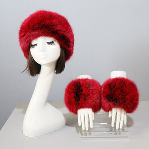 Thick Warm Beanies Fluffy Fake Faux Fur Hat Empty Top Hat Headscarf