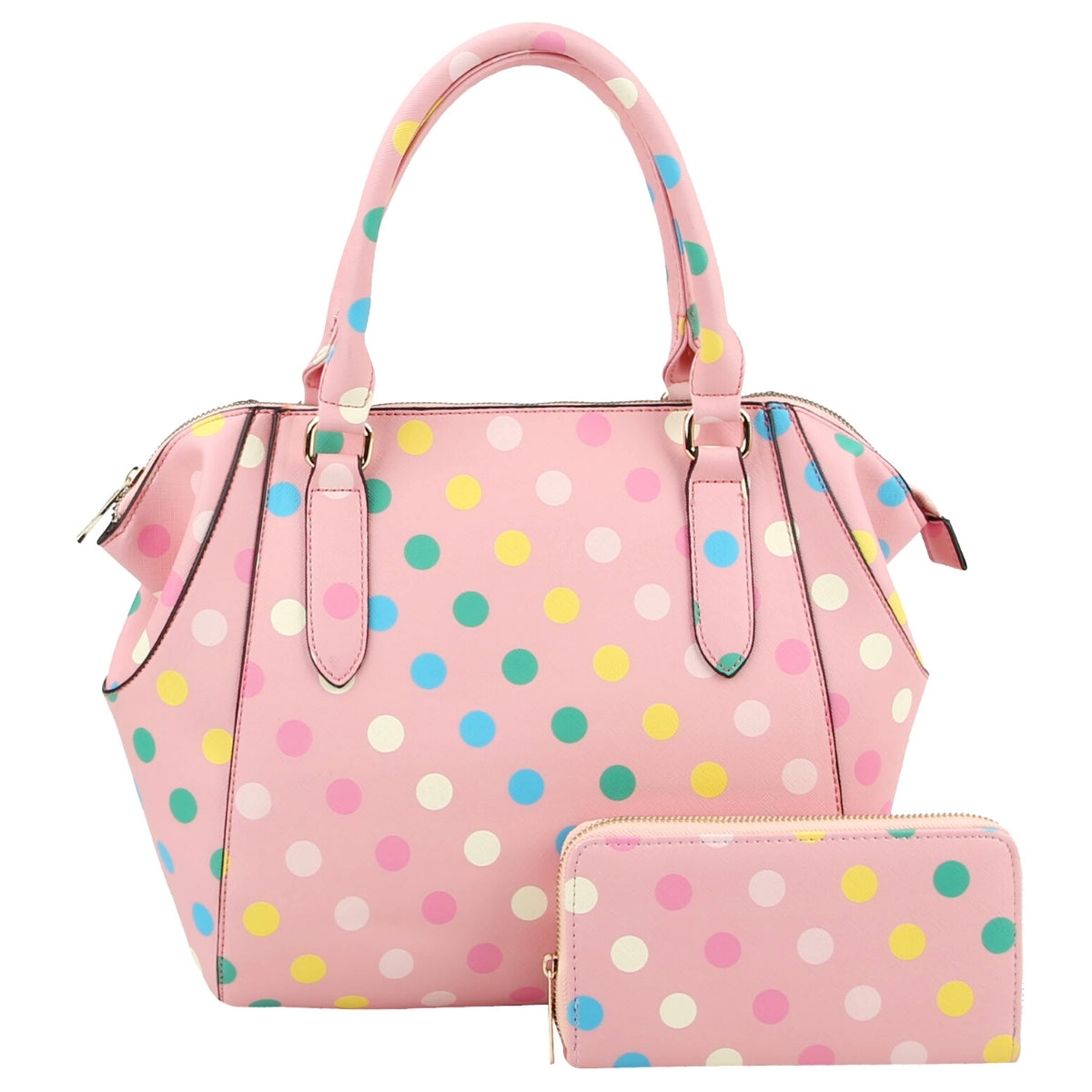 Turquoise Polka Dot Handbag Set