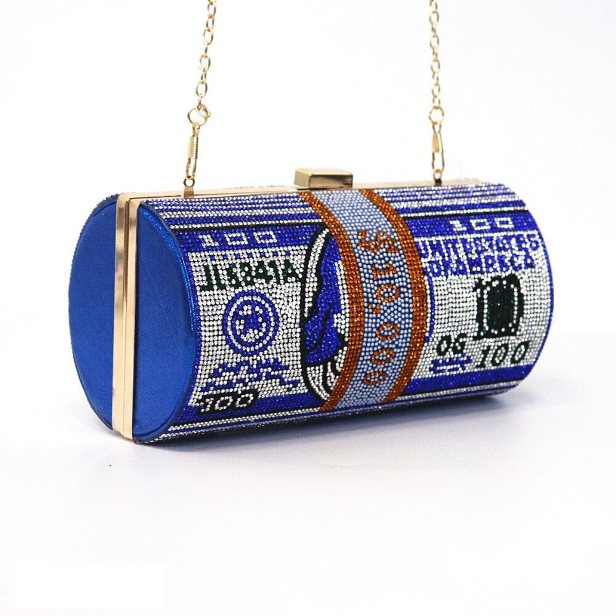 Royal Blue Bling Rolled Clutch