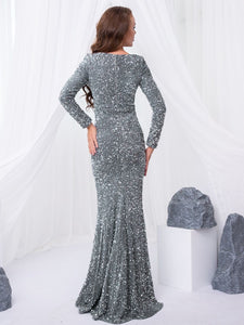 Long Sleeve Sequin Maxi Dress