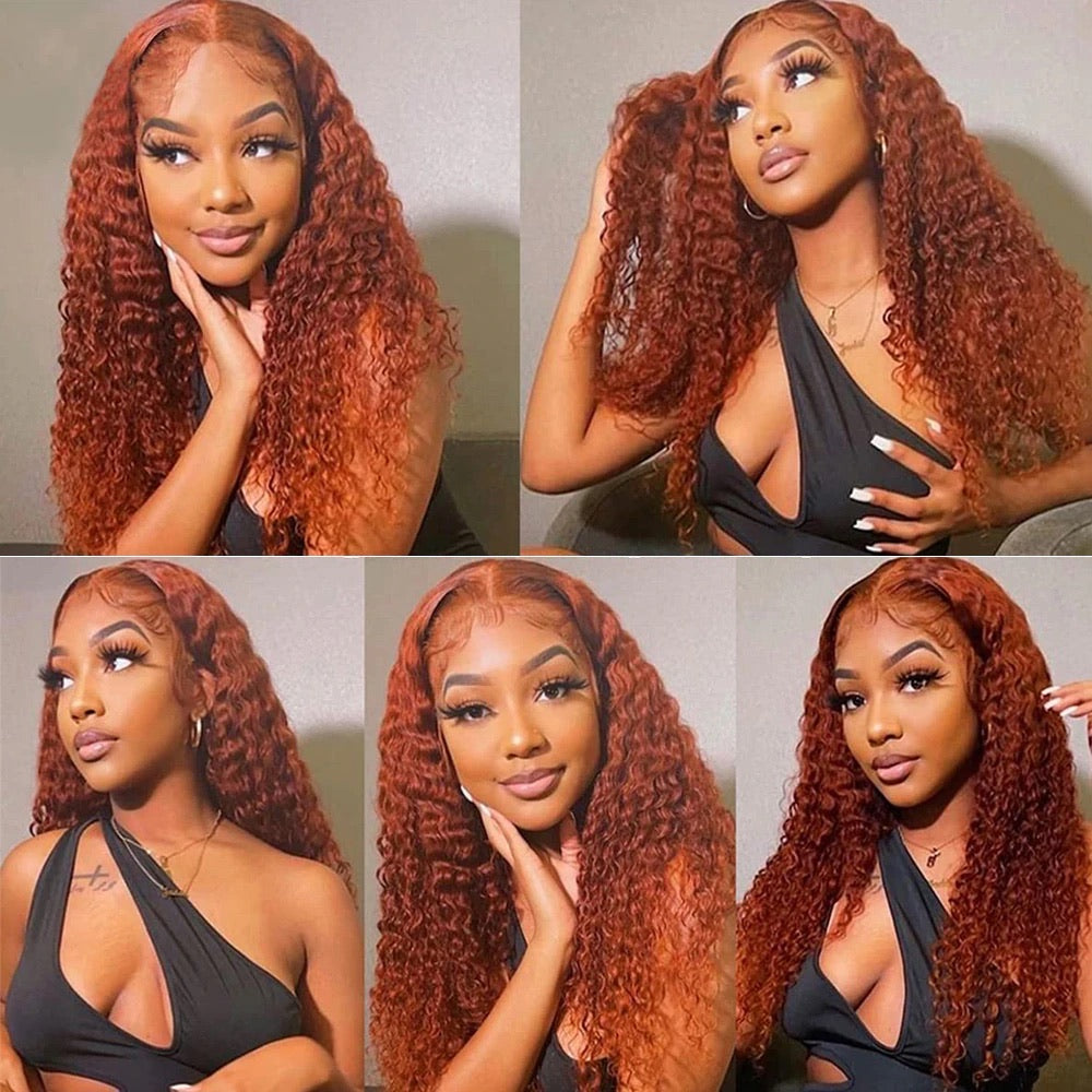 Orange 13x4 Lace Front Wig Ginger Orange Color Human Hair Wigs For Women 150 Density Brazilian Remy Curly Hair Preplucked