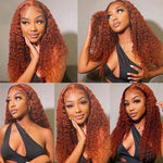 Load image into Gallery viewer, Orange 13x4 Lace Front Wig Ginger Orange Color Human Hair Wigs For Women 150 Density Brazilian Remy Curly Hair Preplucked
