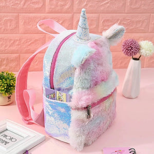 The Unicorn Sequins Plush Backpack