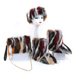 Load image into Gallery viewer, Fluffy Faux Fur Boots with Matching Color Shoulder Bag Set.
