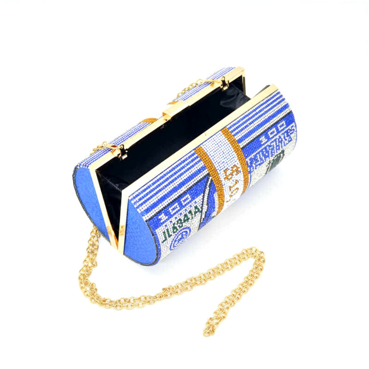 Royal Blue Bling Rolled Clutch