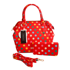 Turquoise Polka Dot Handbag Set