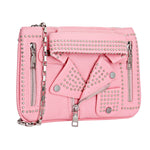 Load image into Gallery viewer, Pink Stud Moto Crossbody Clutch
