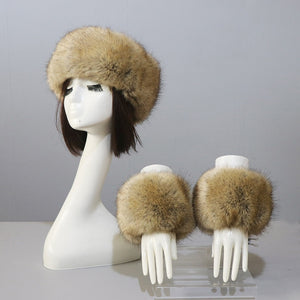 Thick Warm Beanies Fluffy Fake Faux Fur Hat Empty Top Hat Headscarf