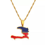 Load image into Gallery viewer, Haiti Map Pendant Necklaces I LOVE HAITI
