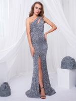 Load image into Gallery viewer, Sparkle Sequins Maxi Dress Stretch Split Sleeveless Dress
