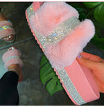 Load image into Gallery viewer, Fur Slides Rhinestones
