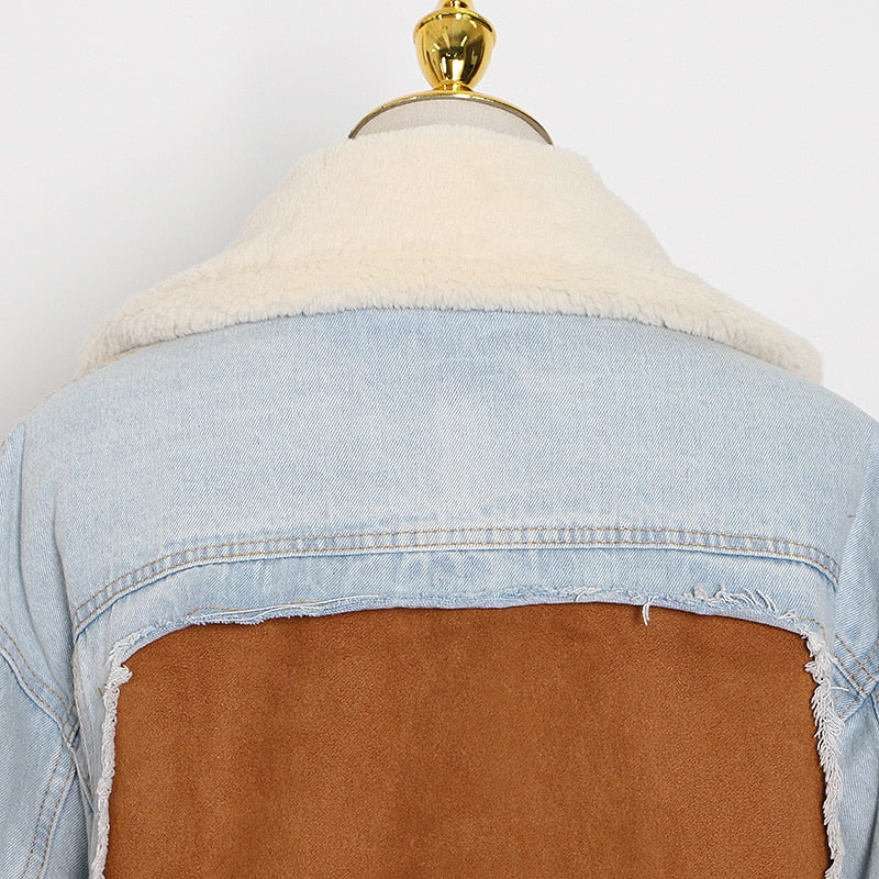 Patchwork Denim Lambswool Jacket