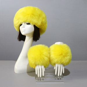 Thick Warm Beanies Fluffy Fake Faux Fur Hat Empty Top Hat Headscarf